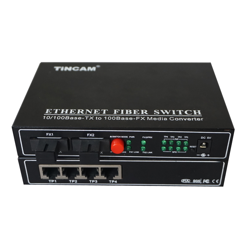 10/100M single mode single fiber 2 optical ports+4 RJ45 ports fiber switch